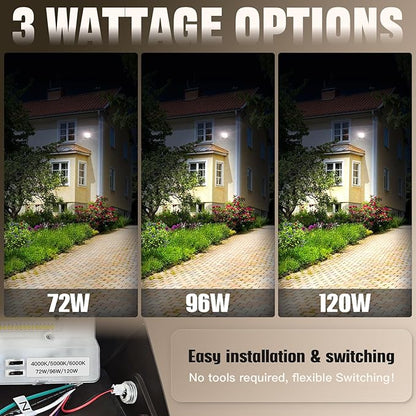 Dimmable 120W/96W/72W LED Wall Pack Light with Dusk to Dawn Photocell,18000LM 1000W HPS/HID Equiv.,6000K/5000K/4000K Daylight Outdoor Security Lighting,Commercial Wall Mount Lights for Warehouse,Yard
