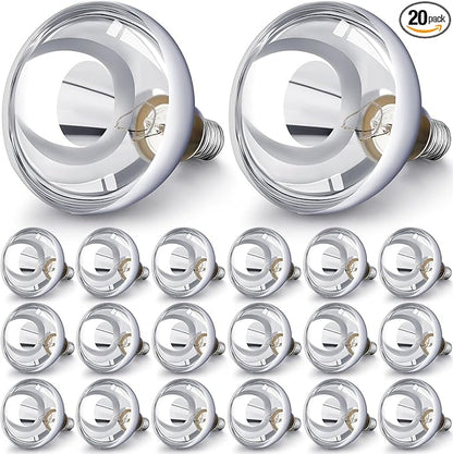 VIHOSE 20 Pack 250 Watt Heat Lamp 120v R40 Heat Lamp Bulbs Glass Incandescent Light Bulbs Incandescent Heating Lightbulbs for Reptiles Chicks Food Puppies Bathroom, Use E26 Base (Silver)