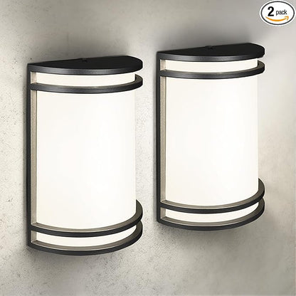 ASD 10 Inch LED Outdoor & Indoor Wall Mount Light Fixture - Matte Black Modern Wall Sconce Lighting - 15W 120-277V 3000K 4000K 5000K Dimmable Front Door & Patio Exterior Lights - ETL, 2 Pack