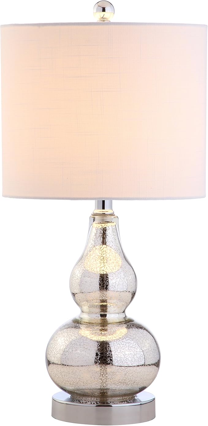 JONATHAN Y JYL1028C Anya 20.5" Mini Glass LED Table Lamp, Transitional, Glam, Midcentury, Modern, Elegant, Office & Living Room, Silver