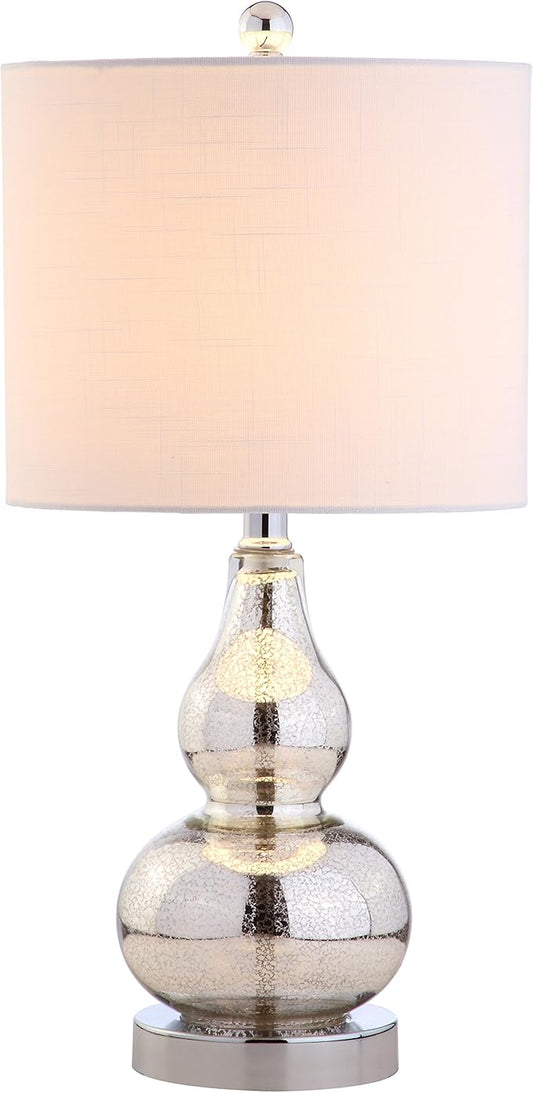 JONATHAN Y JYL1028C Anya 20.5" Mini Glass LED Table Lamp, Transitional, Glam, Midcentury, Modern, Elegant, Office & Living Room, Silver