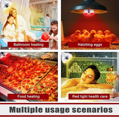 VIHOSE 4 Pack 250 Watt Heat Lamp 120v R40 Heat Lamp Bulbs Glass Incandescent Light Bulbs Incandescent Heating Lightbulbs for Reptiles Chicks Food Puppies Bathroom, Use E26 Base (Silver,Red)