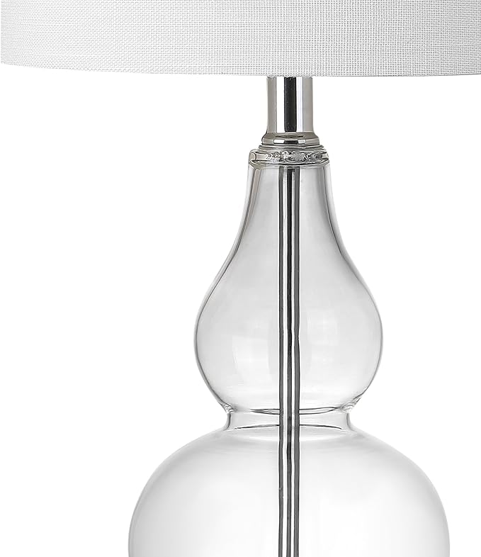 JONATHAN Y JYL1028E Anya 20.5" Mini Glass LED Table Lamp, Transitional, Glam, Midcentury, Modern, Elegant, Office, Living Room, Family Room, Dining Room, Bedroom, Hallway, Foyer, Clear