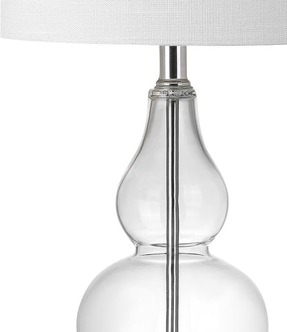 JONATHAN Y JYL1028E Anya 20.5" Mini Glass LED Table Lamp, Transitional, Glam, Midcentury, Modern, Elegant, Office, Living Room, Family Room, Dining Room, Bedroom, Hallway, Foyer, Clear