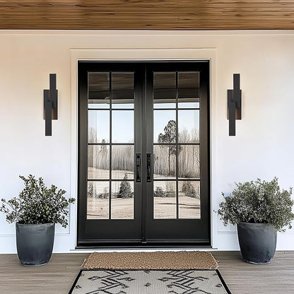 LamQee 24 Inch Aluminum Modern Outdoor Wall Light, 3000K 1000LM 20W Integrated LED, Matte Black Exterior Lighting Fixtures IP65 Waterproof Contemporary Outside Sconce for House Porch Patio Garage Door