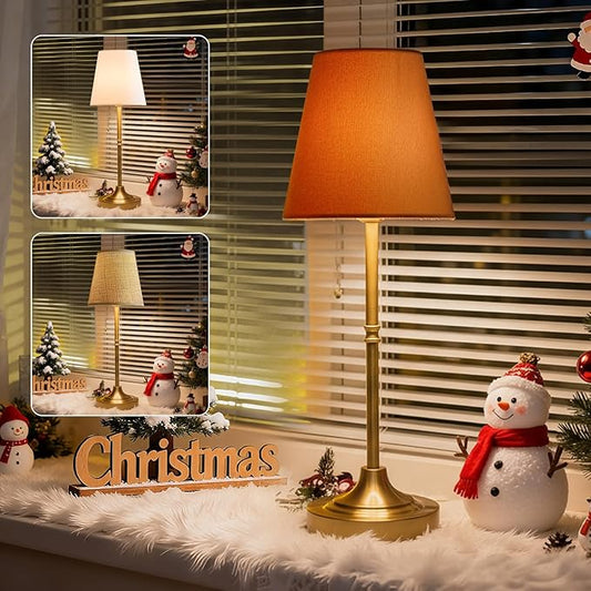 Gold Cordless Rechargeable Table Lamp, Touch LED Bedside Lamp, 5200mAh Battery Operated Lamp, 3 Shades + 3 Color Stepless Dimming, Portable Wireless Small Table Lamp for Bedroom,Kitchen