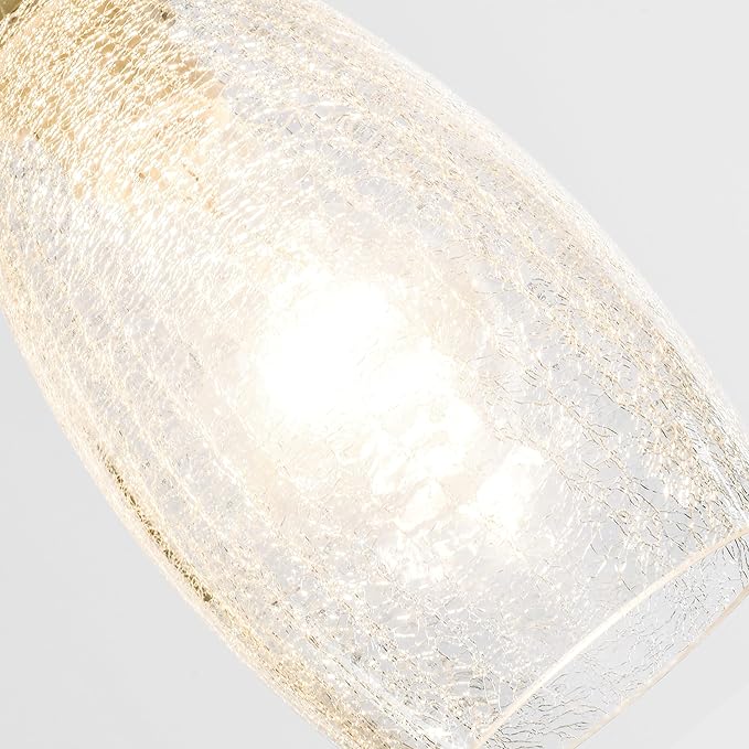 GO&SO 3 Pack Crackle Glass Pendant Light Shade Replacement, 4"W x 7.8"H, 1.57" Fitter, Oval Art Glass Light Fixture for Kitchen Island Pendant Lights, High Transmittance for Wall Sconces/Chandelier
