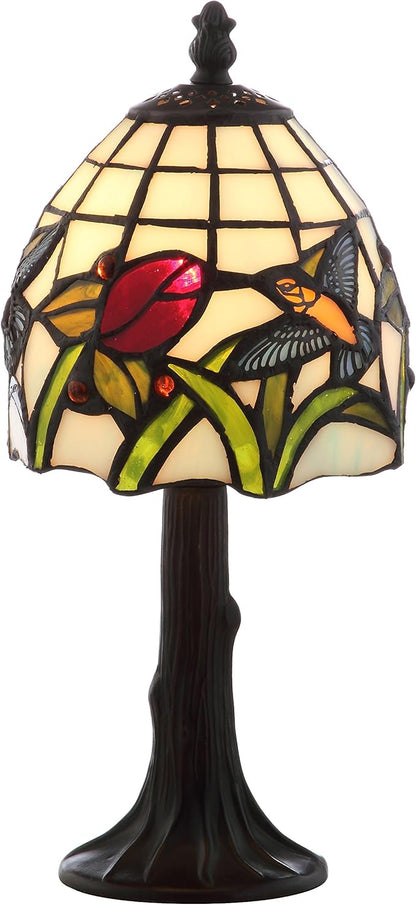 JONATHAN Y JYL8014A 12" Tiffany-Style Hummingbird Table Lamp, Traditional Bronze Accent Lamp with Handcrafted Stained Glass Shade for Bedroom Nightstand, Living Room, Desk, LED Bulb Included