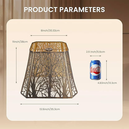 Large sconce lamp shade,metal spider rectangle lamp shade,modern lamp shades,table lamp shade for bedroom or living room (8+6.1)" Top x (13.8+8)" Bottom x 11" Hight,Bronze Gold