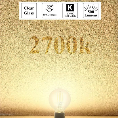 MASTERY MART 36 Pack G25 Globe LED Light Bulbs Dimmable, E26 [60W Equivalent], 2700K Soft White, Vintage Decorative Filament Bulb for Bathroom Mirror, 5.5W LED, UL Listed, Energy Star