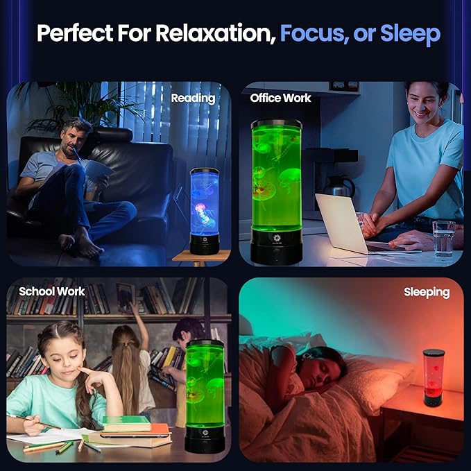 Jellyfish Lamp 6 Realistic Artificial Jellyfish – Soothing Color-Changing Light for Bedroom Decor Relaxing Night Light Aquarium Lamp (Battery not Included)