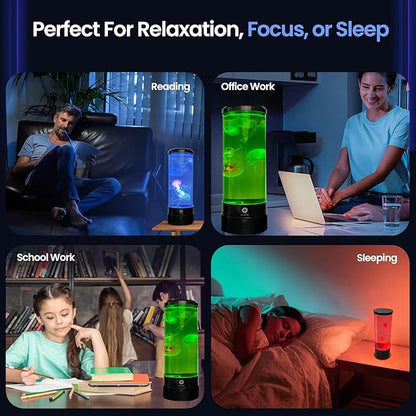 Jellyfish Lamp 6 Realistic Artificial Jellyfish – Soothing Color-Changing Light for Bedroom Decor Relaxing Night Light Aquarium Lamp (Battery not Included)