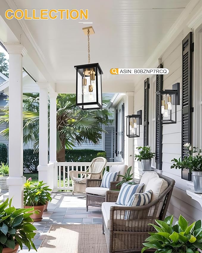 TODOLUZ 3-Light Large Outdoor Wall Light Fixture, Waterproof Exterior Porch Wall Sconce Lighting for Garage House Patio, E26 Bulb Base
