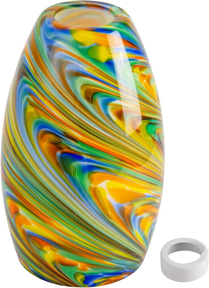 Glass Pendant Lamp Shade 4.72" Colorful Art Glass Chandeliers Cover 1-Pack Mini Oval Light Shade Replacement Shade Only Light Fixtures for Kitchen Island Dining Room,Foyer,Hallway