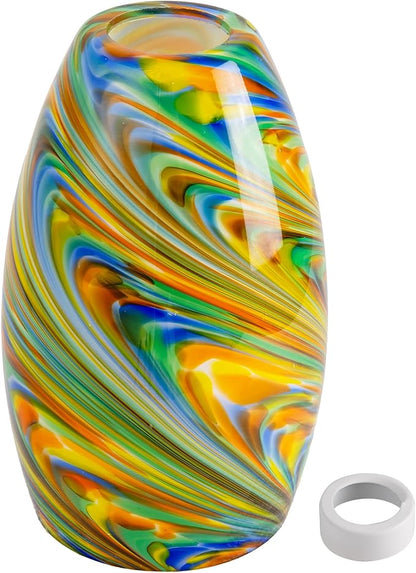 Glass Pendant Lamp Shade 4.72" Colorful Art Glass Chandeliers Cover 1-Pack Mini Oval Light Shade Replacement Shade Only Light Fixtures for Kitchen Island Dining Room,Foyer,Hallway