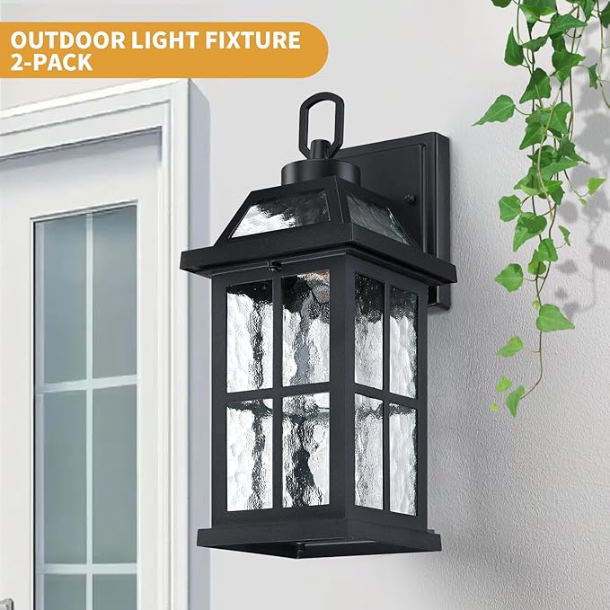 14 '' Outdoor Lights for House 2 Packs, Black Exterior Light Fixtures Porch Light Wall Mount, Waterproof Sconce Lights Outside, Modern Outdoor Lighting Wall Lanterns for House Garage Patio Front Door