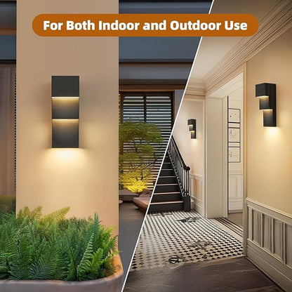 tewei Modern LED Outdoor Wall Sconce 30W Exterior Lighting Fixtures, Black Outside Lights for House Integrated LED Outdoor Wall Mount Lights for Front Porch Garage, Warm White 3000K, 2 Pack