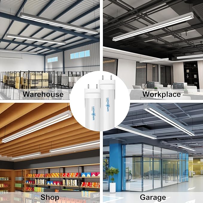 T8 LED Tube Light Bulbs 4 Foot 20W 40W Equivalent 5000K Daylight 2000LM, T8 T10 T12 Fluorescent Replacement, Dual-end Powered Ballast Bypass, Frosted Cover ETL Listed for Garage 16-Pack