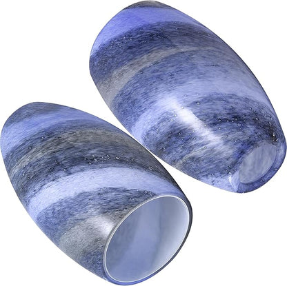 GO&SO Ocean-Blue Gradient Glass Art Lamp Shade -2 Pack Hand-Blown Fluid Flow Texture Pendant Light Shades Replacement,7.8"H Oval Fixture,1.57" Fitter,E26 Base,for Hanging Light Fixtures Kitchen Island