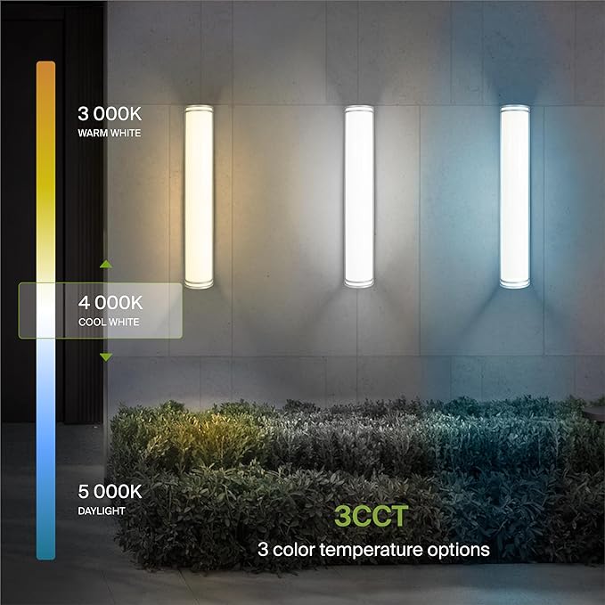 ASD 36 Inch LED Outdoor & Indoor Wall Mount Light Fixture - Brushed Nickel Modern Wall Sconce Lighting - 30W 120-277V 3000K 4000K 5000K Dimmable Front Door & Patio Exterior Lights - ETL