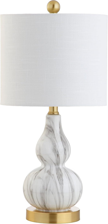JONATHAN Y JYL1028D Anya 20.5" Mini Glass LED Table Lamp, Transitional, Glam, Midcentury, Modern, Elegant, Office, Living Room, Family Room, Dining Room, Bedroom, Hallway, Foyer, Black/White