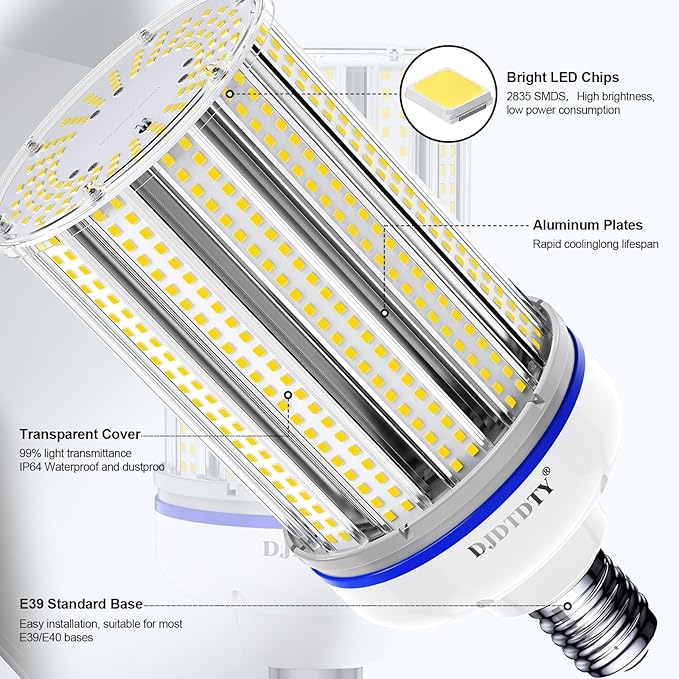 Amazon High Brightness ，300W LED Corn Light Bulb, E39 Base LED Corn Lamp, 25000 Lumen 5000K Daylight 100V~277V Corn Cob Light Bulb for Indoor Outdoo (1Pack, 300Watts)