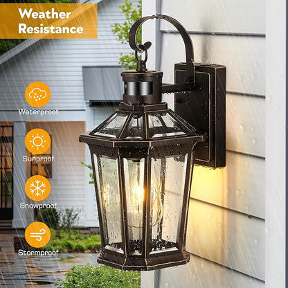 VIANIS Outdoor Porch Lights Wall Mount, 2-Pack Motion Sensor Porch Light with E26 Socket, 100% Aluminum Outdoor Lighting for House Exterior Lighting, Weatherproof Outside Wall Lights for House,Balcony