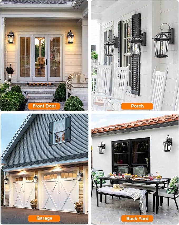 VIANIS Dusk to Dawn Exterior Light Fixture, Waterproof Outdoor Wall Sconce Porch Light for House, 100% Anti-Rust Aluminum Outside House Lights, Farmhouse Coach Lantern for Porch, Garage, Front Door