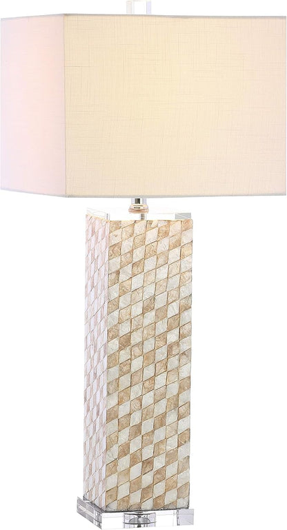 JONATHAN Y JYL1048A Daniel 30.5" Seashell/Crystal LED Table Lamp Coastal Traditional Bedside Desk Nightstand Lamp for Bedroom Living Room Office College Bookcase LED Bulb Included, Cream