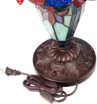 RIVER OF GOODS 24.5" H Victorian Green Dome Shade Double Lit Tiffany-Style Stained Glass Table Lamp
