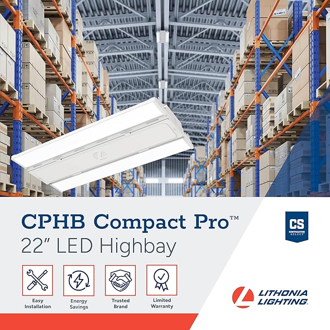 Lithonia Lighting Compact Pro LED High Bay Light, Ceiling Lighting Fixture, 30,000 Lumens, 4000K Cool White, Dimmable LED Work Light for Garage and Warehouse, MVOLT 120-277V (CPHB 30LM MVOLT 40K)