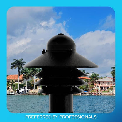 KASTLITE Nautical Pier Mount Outdoor Lighting Fixture - Rust & Waterproof Non-Metallic Coastal Lantern - Fits 3" Poles - UL Listed Patio Fence Porch Deck & Dock Light - USA Made, Short, Matte Black