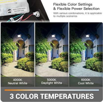 JTT 4pack 120W/96W/72W LED Wall Pack Light with Dusk to Dawn Photocell,18000LM 6000K/5000K/4000K Daylight IP65 Waterproof WallPack Lights Outdoor LED [Eqv. 800W HPS/HID] for Parking Lot,Warehouse,Yard