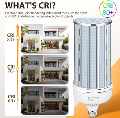 2 Pack 300W Corn LED Light Bulb Fanless,5000K Daylight(3000 Watt Equivalent) E26/E39 Large Mogul Base LED Cob Lamp 44,000LM for Outdoor Indoor Garage Warehouse Factory Workshop Street Backyard