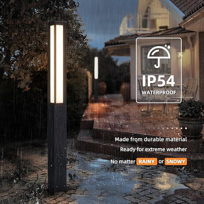 Outdoor Pathway Lights, 71 Inches Tall Bollard Light, 3000K Landscape Path Lighting, Large Mordern Led Bollards, IP65 Waterproof Pole Sidewalk Lights Wired for Driveway Walkway Garden Yard