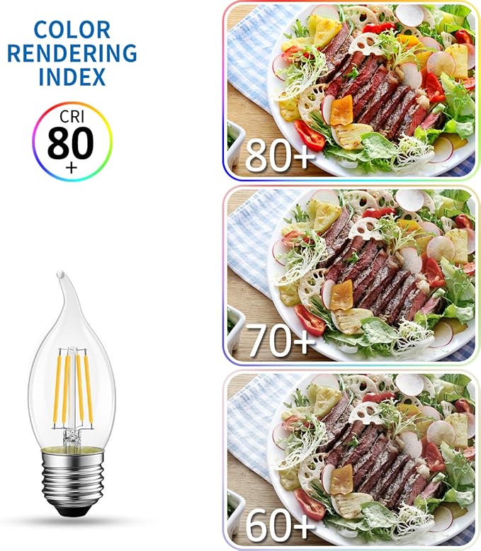ANWIO Flame Tip LED Filament Bulb Candelabra E26 Base, Dimmable 4.5W (60W Equivalent) B11 Chandelier Candle Light Bulb，2700K Warm White 6-Pack