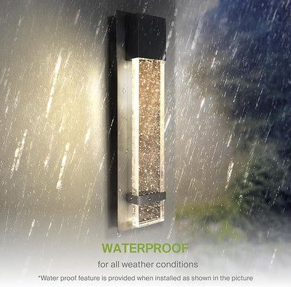 ASD LED 18" Bubble Glass Wall Light Fixture, Outdoor & Indoor Seeded Sconce | RGBW, Waterproof, ETL Listed | 9W 250LM 3000-5000K 100-277V | Exterior Lantern, Porch Lighting | Black