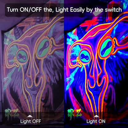 2 Pack 600W LED Black Lights, Blacklight Flood Light with Plug, IP66 Waterproof, for Dance Party, Glow in The Dark, Stage Lighting, Aquarium, Body Paint, Fluorescent Poster, Neon Glow