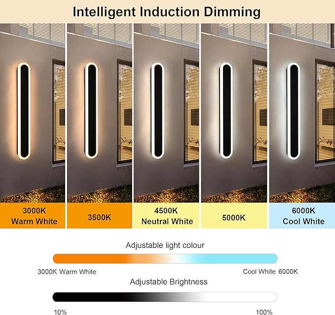 TODOLUZ 2-Pack 40-Inch Long Linear Oudoor Wall Sonce, IP65 Waterproof Modern Wall Light Fixture with Build-in Integrated LED & 5 Color (3000K/3500K/4500K/5000K) for House Front Door Garage