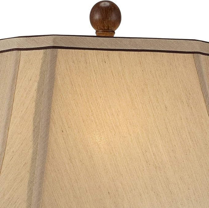 Regency Hill Carved 28 1/2" Tall Urn Traditional End Table Lamps Set of 2 Two-Tone Brown Finish Beige Shade Living Room Bedroom Bedside Nightstand House Office Home Kitchen Entryway Console Family