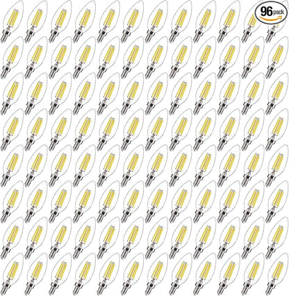 FLSNT 96 Pack Dimmable LED Candelabra Bulbs, 40W Equivalent LED Chandelier Light Bulbs, E12 Base, 5000K Daylight UL,CA65 Listed.