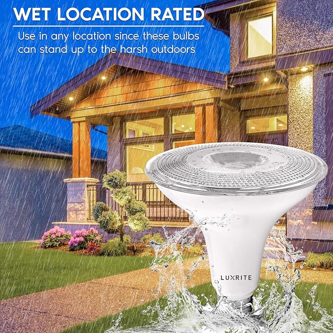 LUXRITE 6 Pack PAR38 LED Outdoor Flood Light Bulbs, 120W Equivalent, 1250 Lumens, 3000K Soft White, 15W Dimmable, Indoor Outdoor Spotlight Bulb, Wet Rated, E26 Standard Base, UL Listed
