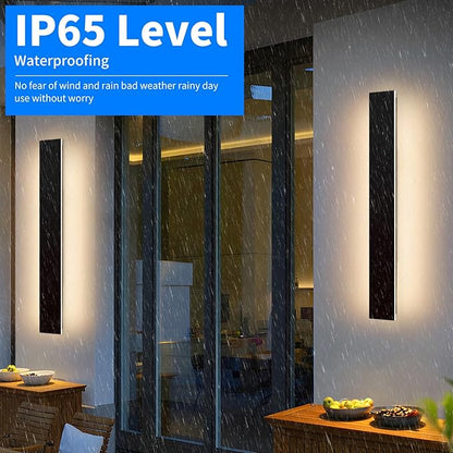 Mikeru Upgraded 2 Pack 39.3" Long & 4.3" Wide LED Wall Sconce, 10%-100% Dimming + 3000K-6000K Adjustable, IP65 Waterproof Outdoor Light Fixtures Cover US Junction Box for Porch, Garage, Basement