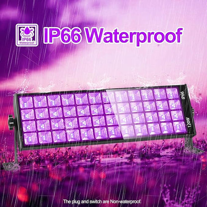 120W LED Black Light Bar, 10FT Cord & Switch, Aluminum Shell, YIAYETOG IP66 Waterproof Black Lights for Large Space, Glow Party, Halloween, Body Paint, Yard, 3 Pack