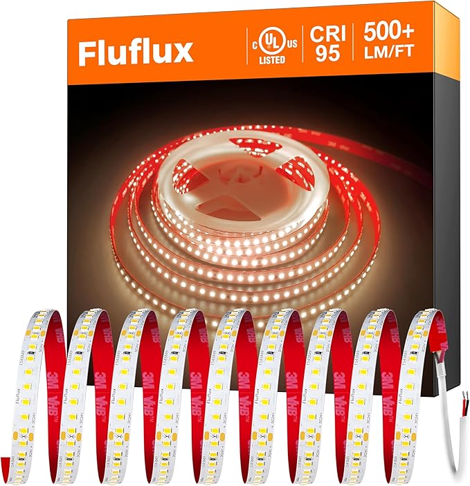 24V 2835 LED Strip Lights 3500K, 500+LM/FT, 32.8FT, UL Listed, CRI95, High Density 160LEDs/m Tape Light, Cuttable, Dimmable, VHB Equipped, for Pros, Retail Stores, Projects (NO Power Supply)