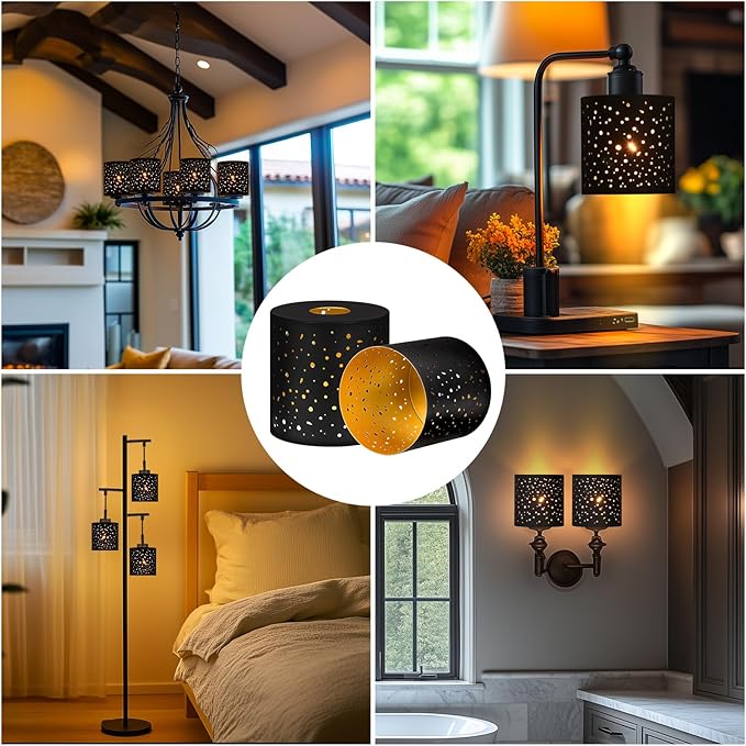 2 Pack Small Metal Lamp Shades, Cylinder Metal Lamp Shade with 1-5/8" Fitter, Lampshade Replacement for Lighting Fixture, Chandelier, Table Lamps, Wall Lamp, Floor Lamp, Diameter 4.75 in Height 5 in