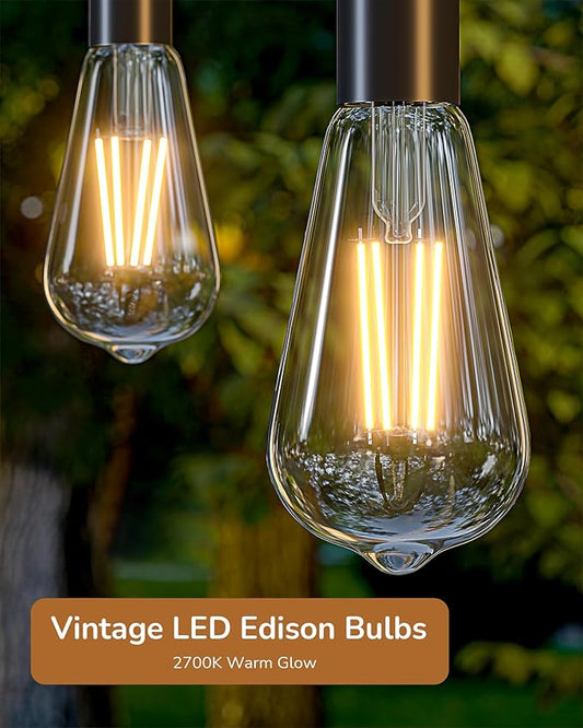 EDISHINE 6 Pack Vintage LED Edison Bulbs 8W Equivalent 60W, ST64 Dimmable Led Light Bulbs, 700LM 2700K Warm White Light E26 Base, Decorative Antique LED Filament Bulbs for Home and Commercial