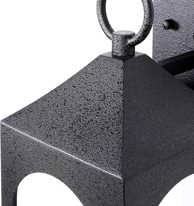 LamQee 20 Inch Dusk to Dawn Outdoor Wall Lights, Large Exterior Lighting Fixtures with Seeded Glass, Textured Black Modern Outdoor Sconces Wall Mount Lantern for House Porch Patio Garage Front Door