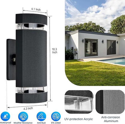 Up and Down Outdoor Wall Lights- Outdoor Lighting Fixtures,RGB Color Changing, App & Voice Control, ETL Listed, Front Door Light Fixture 6500K, Smart Exterior Lights for House, Porch, Garage