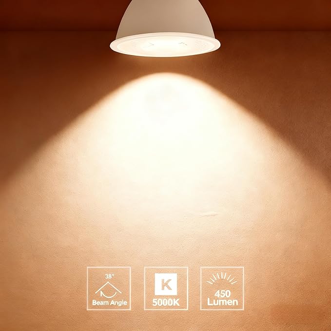 MR16 LED Bulb， 50W Halogen Equivalent,5000K White,5W MR16 GU5.3 12-36V AC&DC Spotlight Bulb,38° Beam Angle for Landscape,Dimmable,24-Pack.